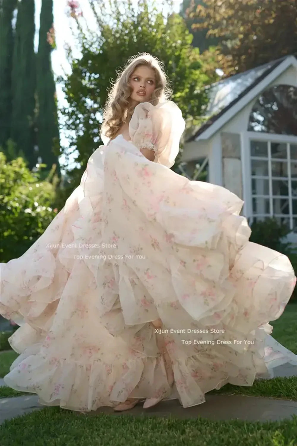 The Roseraie Garden Gown | Exquisite Pink Floral Evening Dress