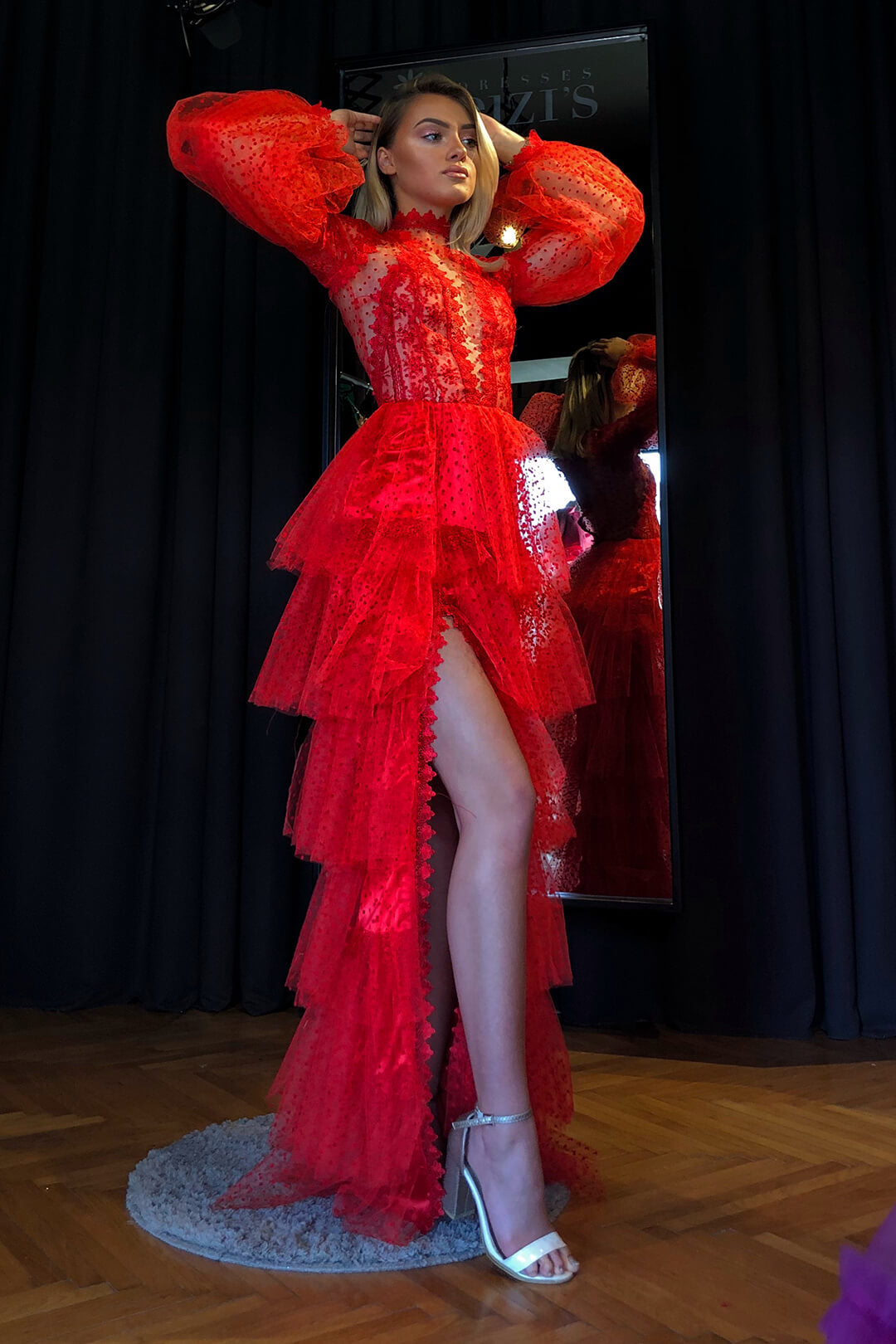 Women's Stand-alone Mesh Long-sleeved Princess Dress New Evening Dress