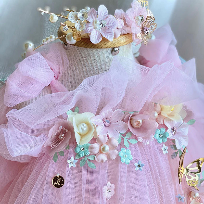 Parisian Baby Princess:  Mesh Puffy Skirt Butterfly Wings Children Princess Dress