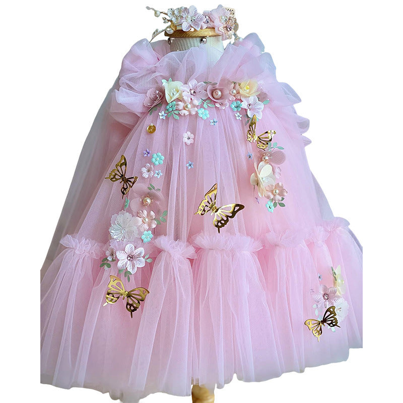 Parisian Baby Princess:  Mesh Puffy Skirt Butterfly Wings Children Princess Dress