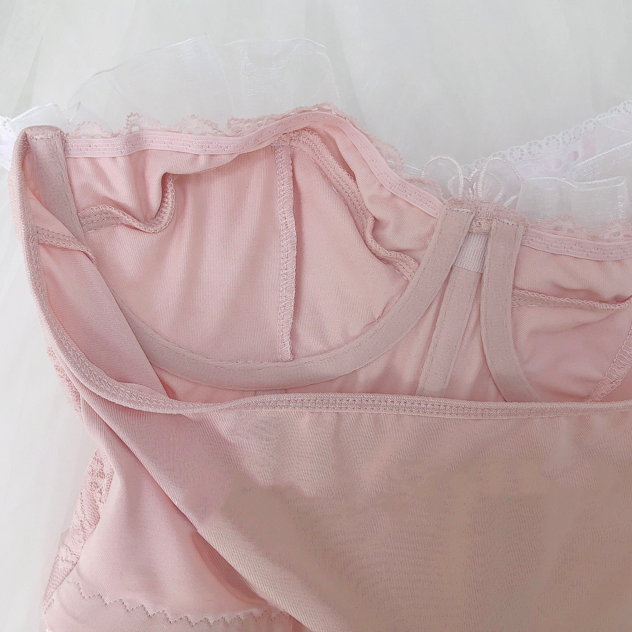 The French Lace Coquette Corset | Pink Bow Mesh Bustier | Sweetheart Ruffle Doll Top & Choker Set | Parisian Princess