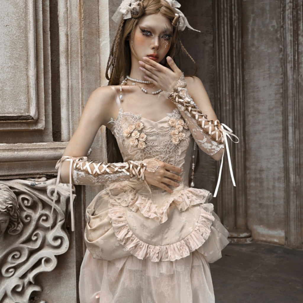The Petite Palais Broken Ballet Oversleeves | French Rococo Lace Arm Cuffs | Adjustable Strap Detachable Sleeves | Parisian Princess