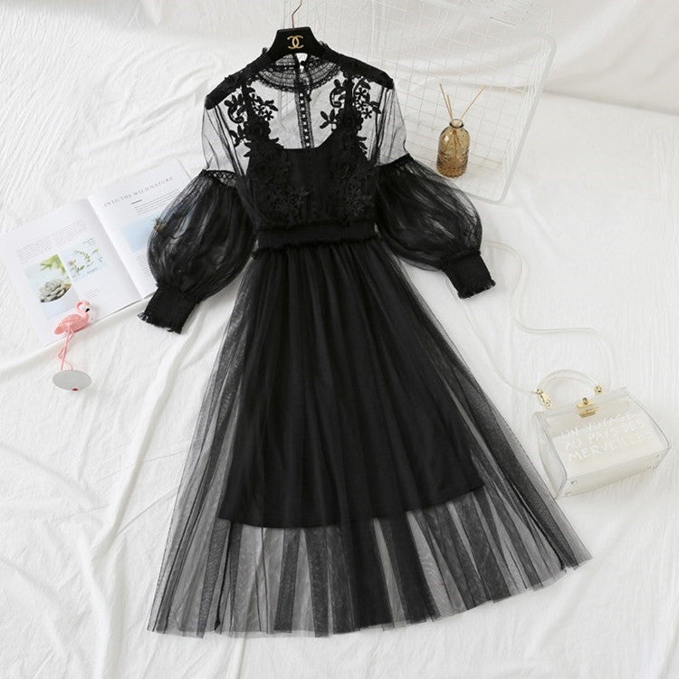 Basement suspender mesh dress