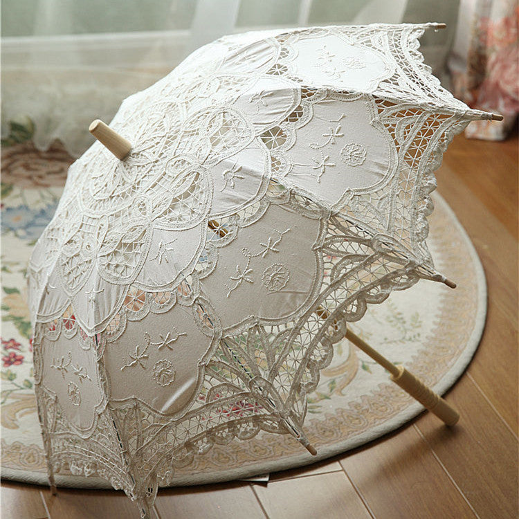 The Marie Antoinette Lace Parasol | Vintage Court Long-Handle Sun Shade | Coquette Photography Prop | Parisian Princess