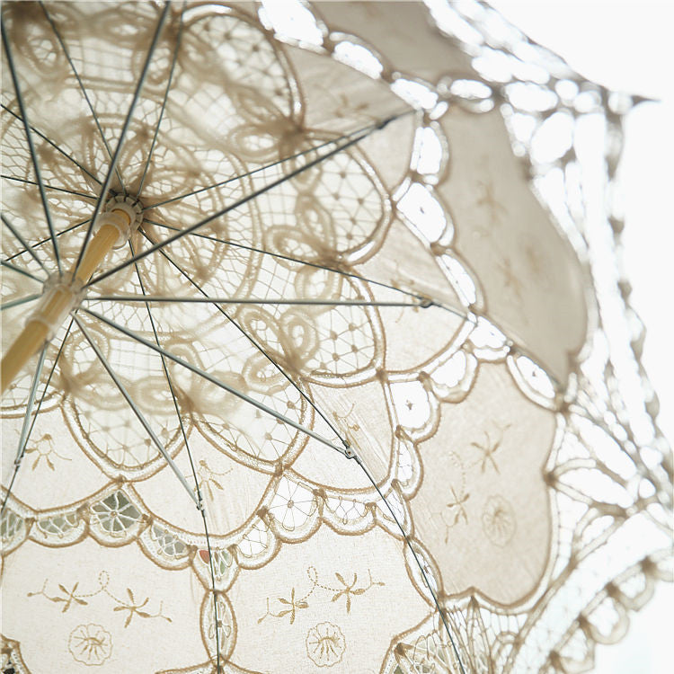 The Marie Antoinette Lace Parasol | Vintage Court Long-Handle Sun Shade | Coquette Photography Prop | Parisian Princess