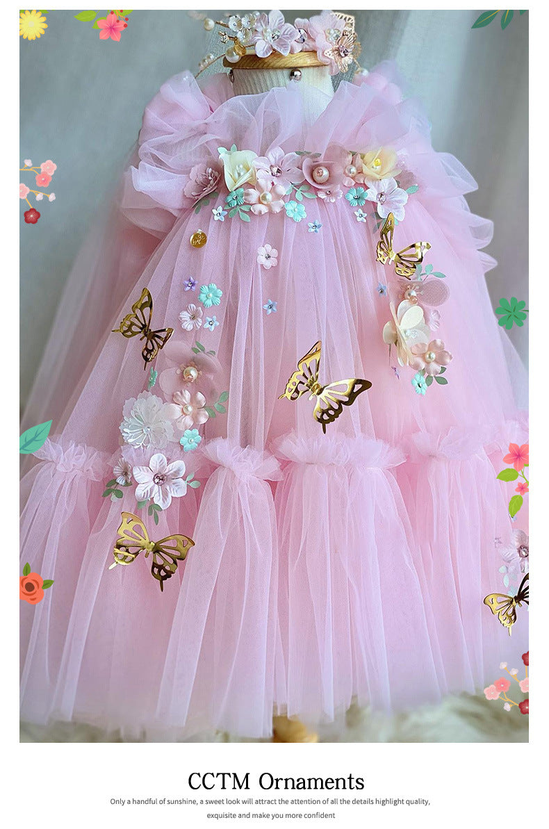 Parisian Baby Princess:  Mesh Puffy Skirt Butterfly Wings Children Princess Dress