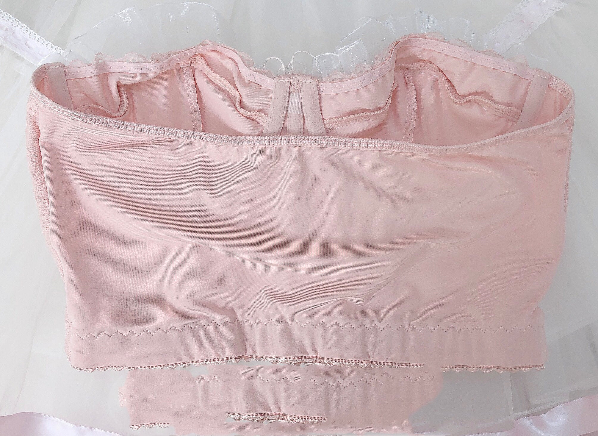 The French Lace Coquette Corset | Pink Bow Mesh Bustier | Sweetheart Ruffle Doll Top & Choker Set | Parisian Princess