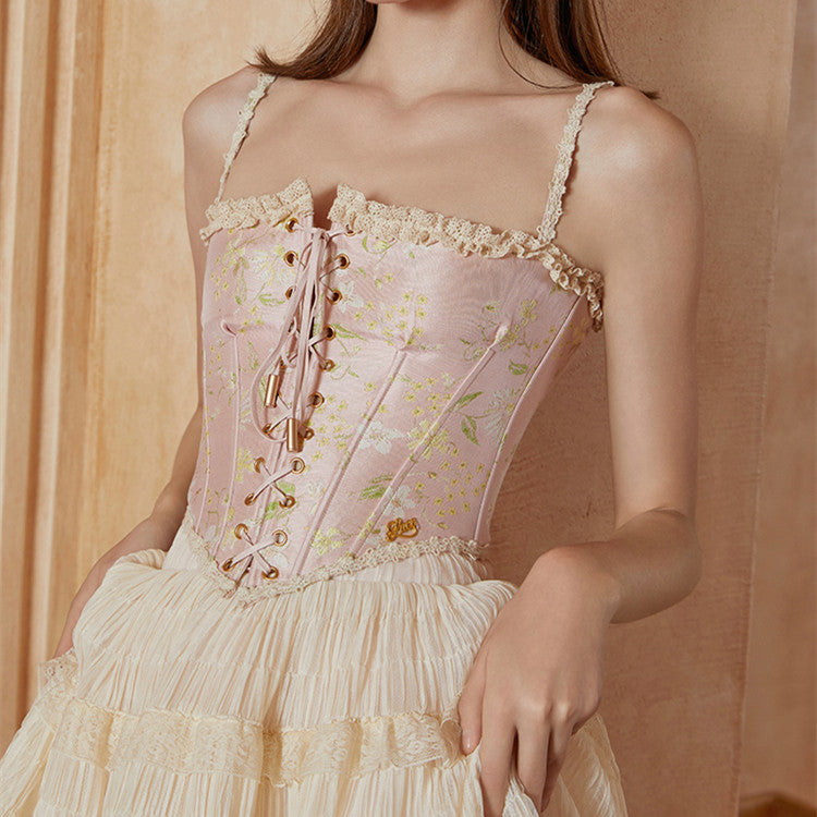 Women's Fashion Fishbone Jacquard Lace Corset