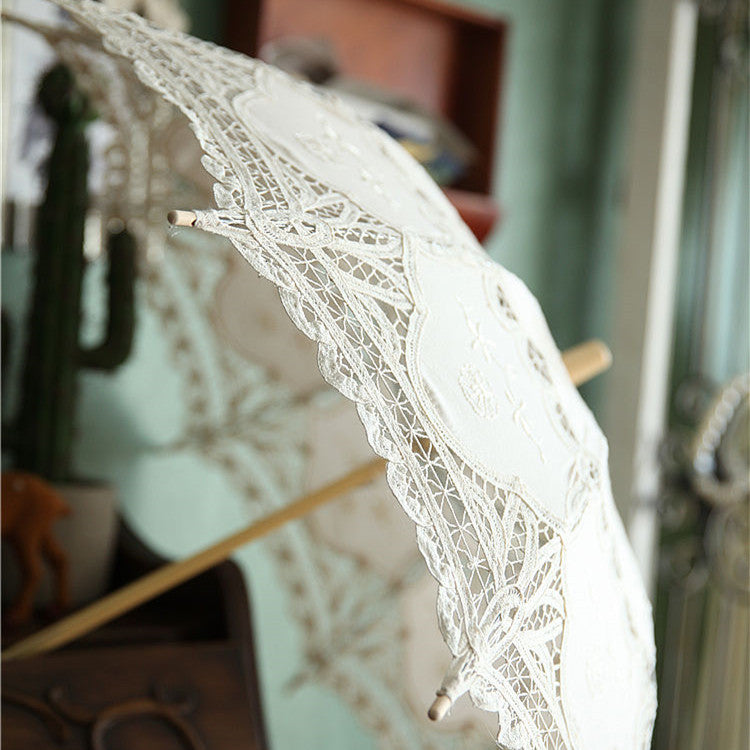 The Marie Antoinette Lace Parasol | Vintage Court Long-Handle Sun Shade | Coquette Photography Prop | Parisian Princess