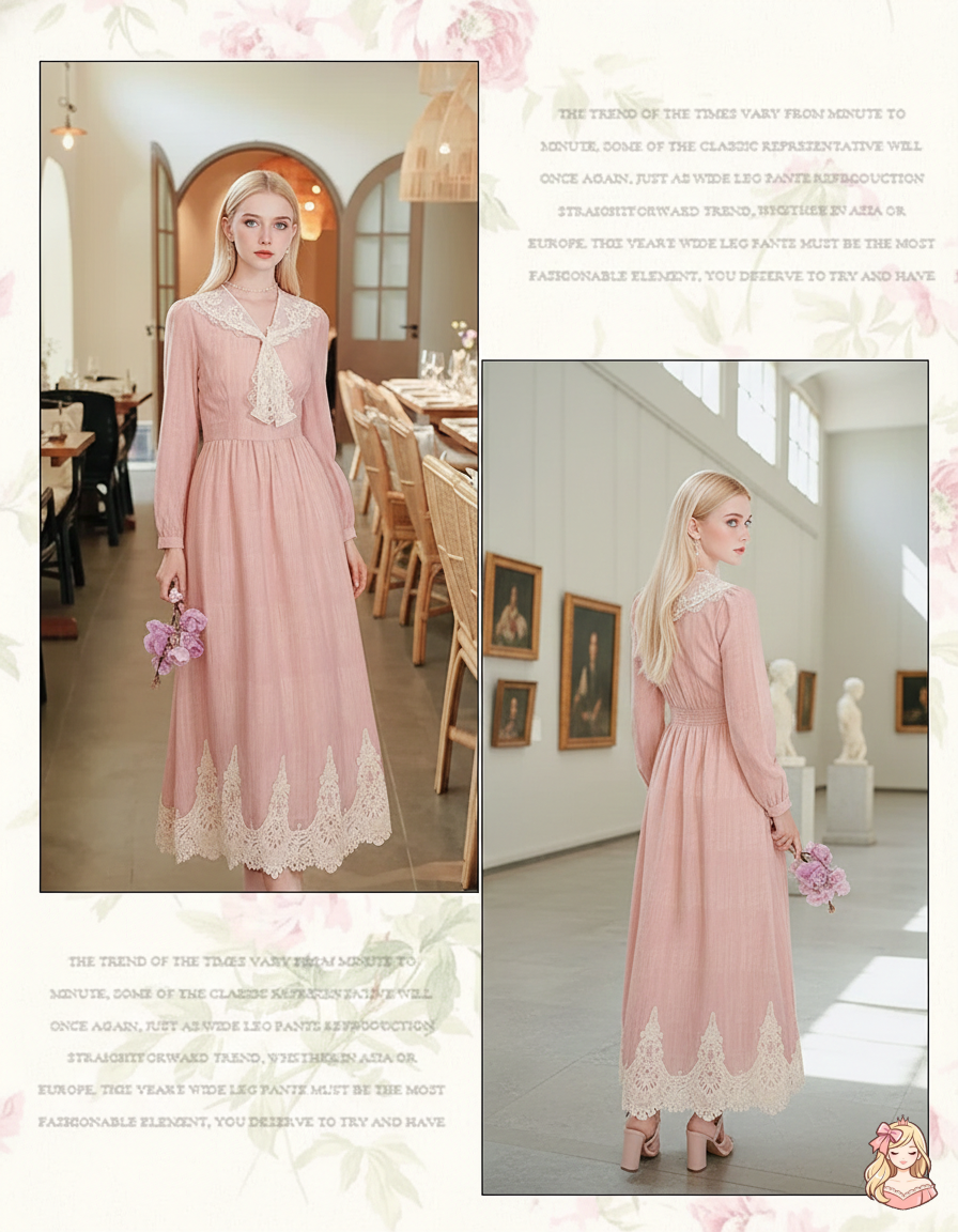 The Tuileries Lace Gown | V-Neck Fairy Wedding Maxi | French Vintage Slim Long Gown | Parisian Princess