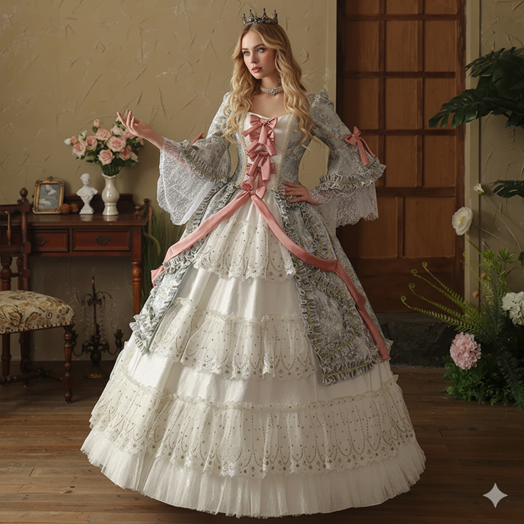 French Court High End Ball Gown Medieval Court Renaissance Parisian Prom Party Masquerade Baroque Evening Dresses Theater