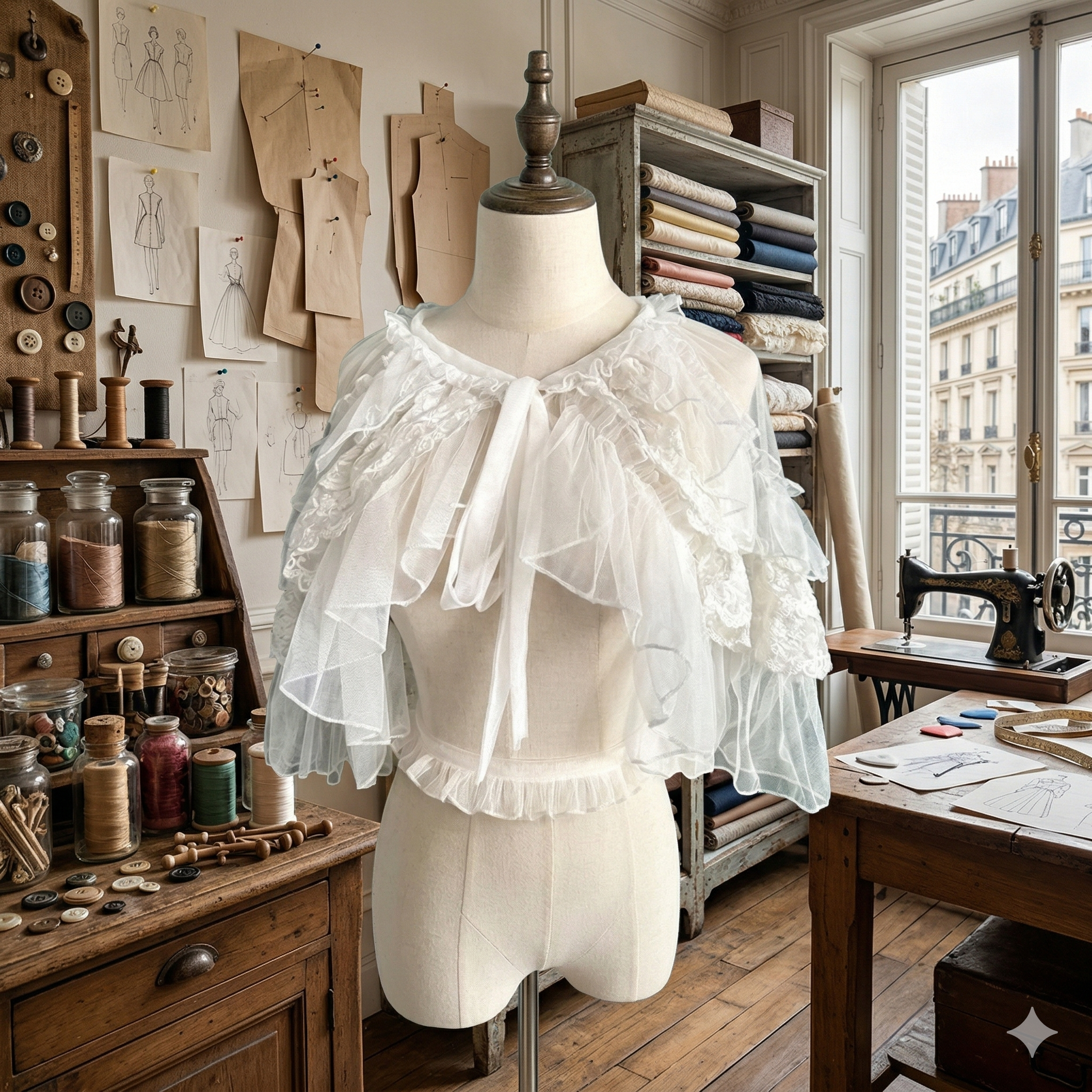 The Chantilly Chateau Lace Shawl | Gothic Mesh Open Front Princess Cape | Sweet Lolita Poncho | Parisian Princess