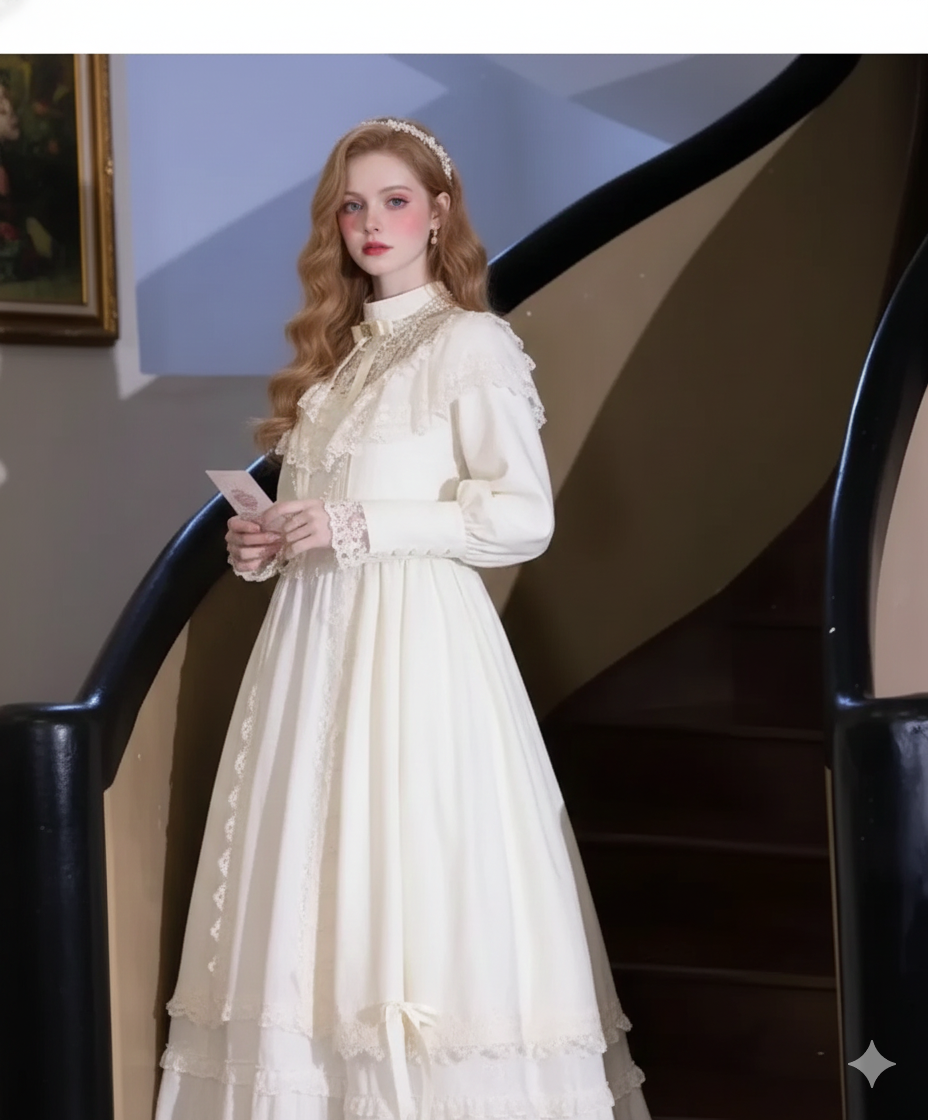 Coalfell French Hepburn Style White Lace Dress Female Parisian New Birthday Dress Elegant Long Dress Women's Clothing