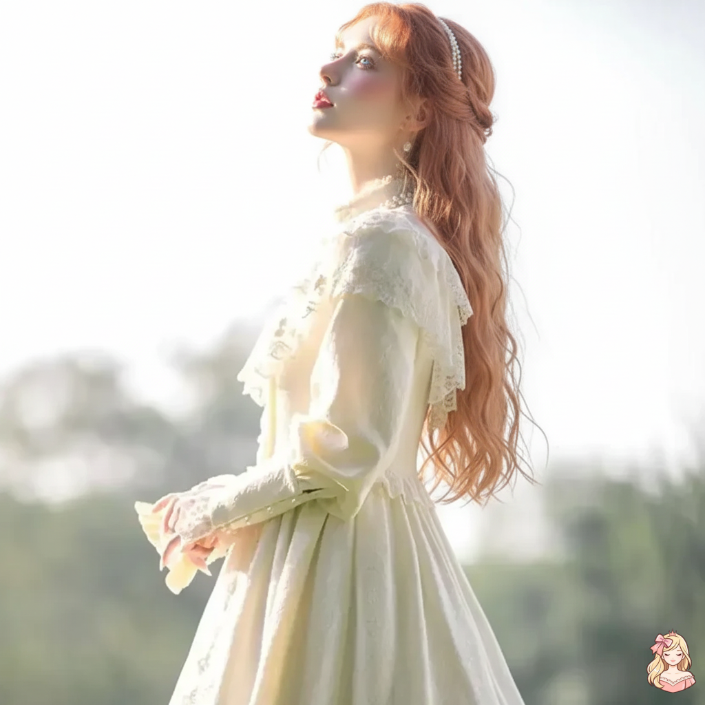 The Coalfell Hepburn Gown | O-Neck White Lace Maxi | French Birthday Performance Dress | Parisian Princess