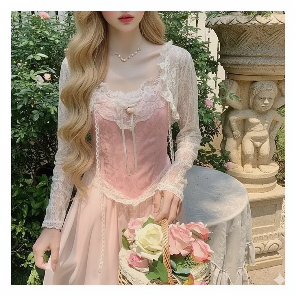 Lace Sun Protection Clothing Women's Summer Outerwear with Strap Vest Top Short Slim Long Sleeve Shirt Coat Gentle Breeze