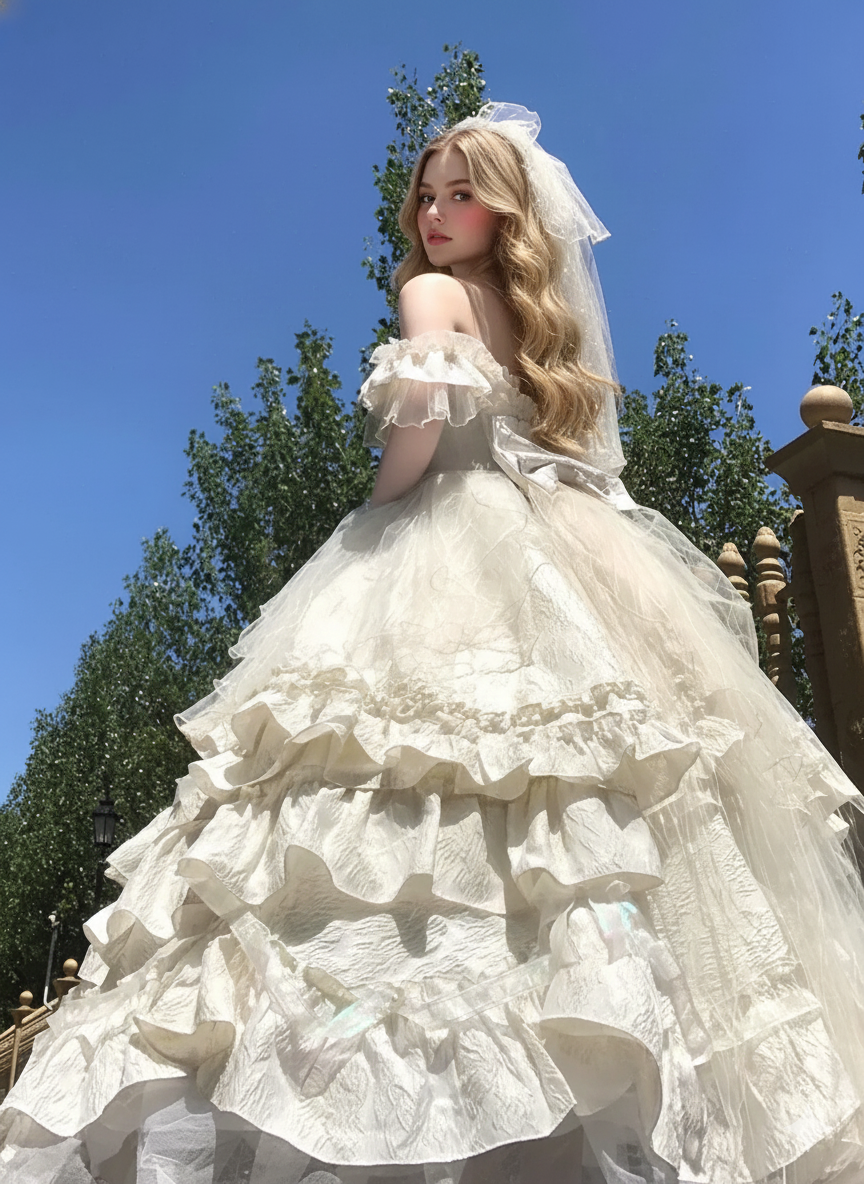 Dophee Original Lolita Flower Wedding Evening Dress Sexy Off Shoulder Princess Dress Rhinestone Bow Elegant Women Party Dress