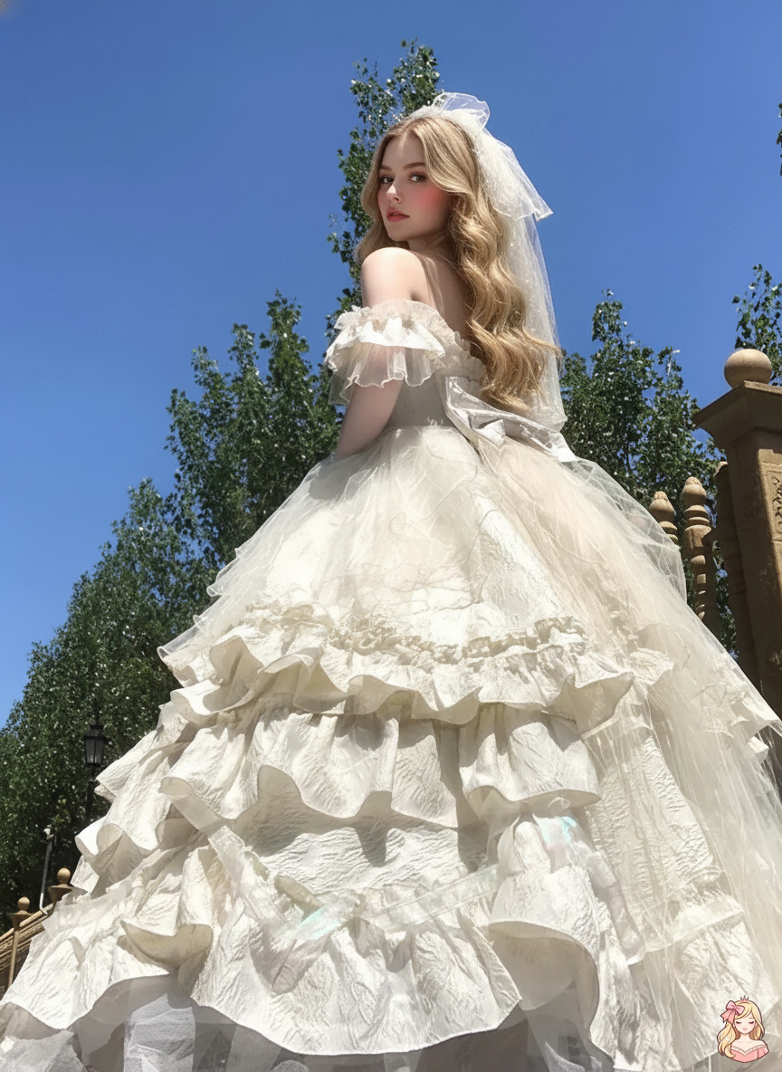 The Geneviève Rhinestone Gown | Off-Shoulder Bow Ball Gown | French Gala Wedding Dress | Parisian Princess