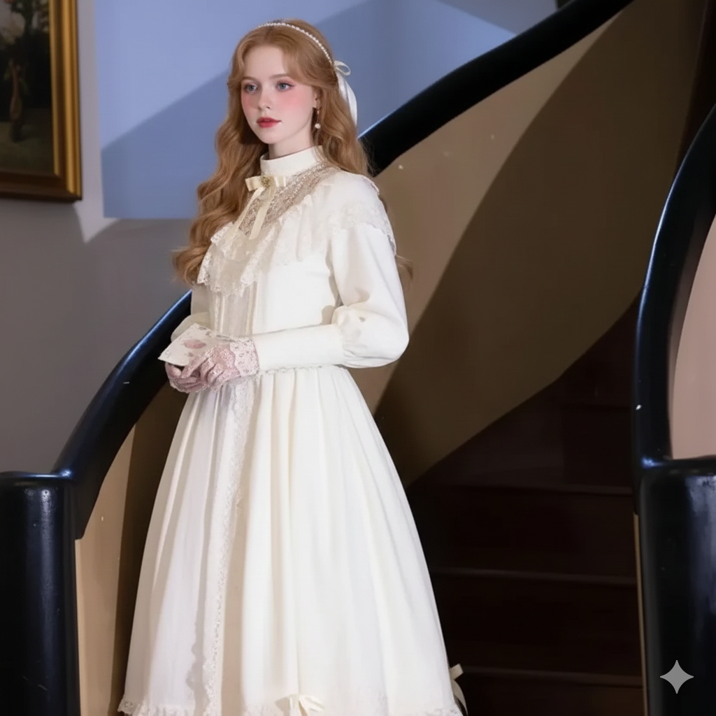 Coalfell French Hepburn Style White Lace Dress Female Parisian New Birthday Dress Elegant Long Dress Women's Clothing