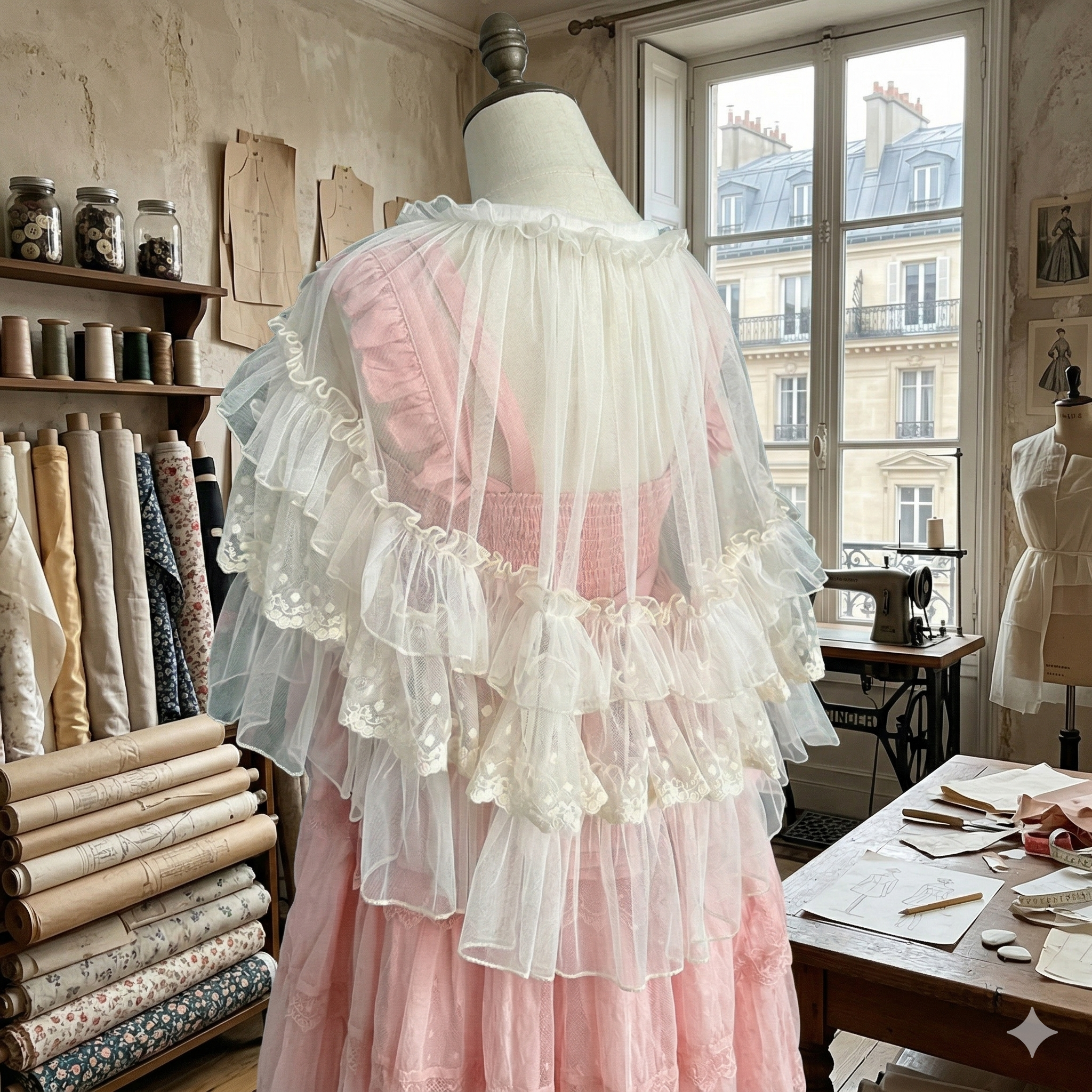 The Chantilly Chateau Lace Shawl | Gothic Mesh Open Front Princess Cape | Sweet Lolita Poncho | Parisian Princess