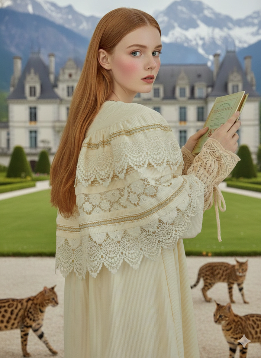 Parisian Crafted Shawl Coat Women Victoria Vintage Elegant Lace Cloak Jacket Lolita Fashion Corduroy Long Trench Coats