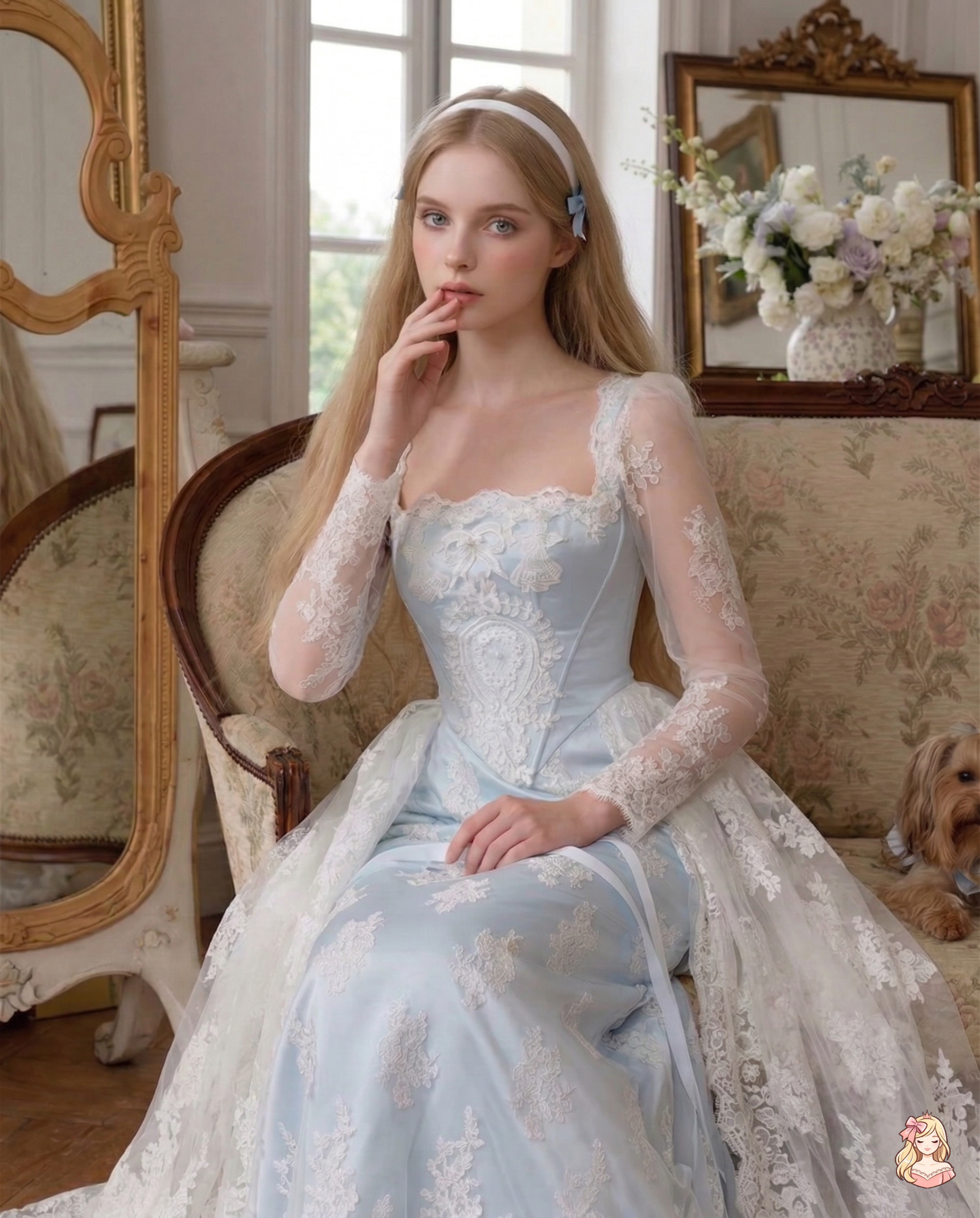 azure prom dress The Azure Serenity Gown | Light Blue Square Neck Lace Prom Dress | Elegant Long Sleeve Ankle-Length