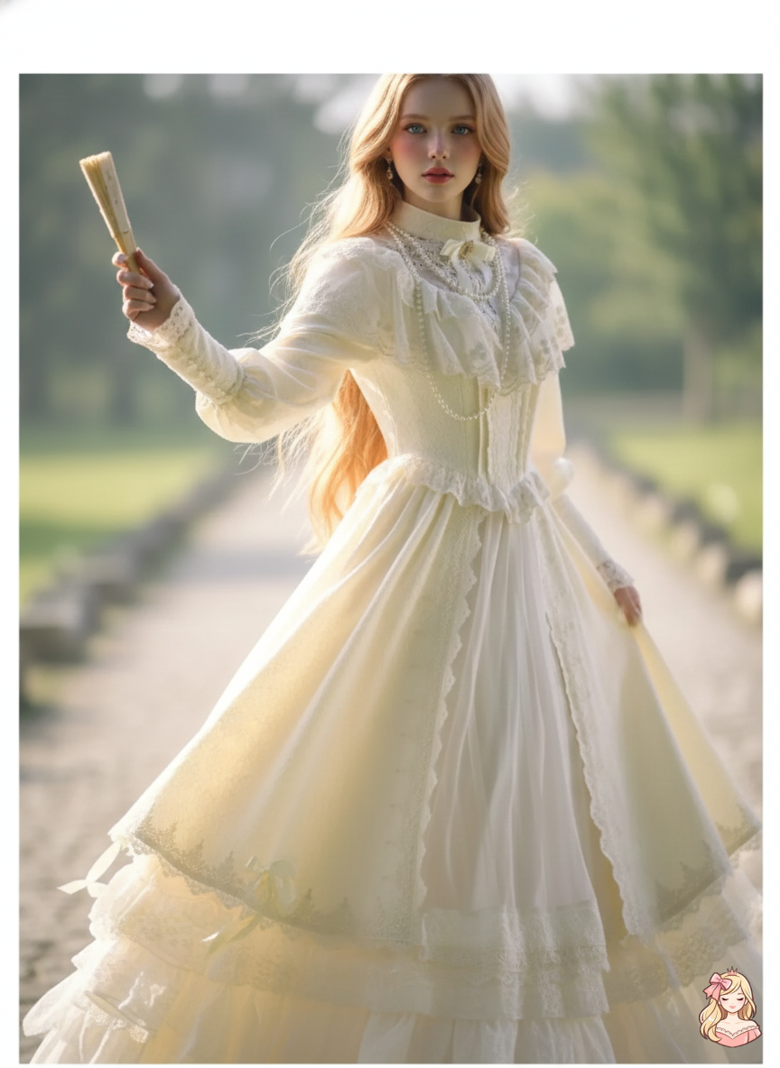 The Coalfell Hepburn Gown | O-Neck White Lace Maxi | French Birthday Performance Dress | Parisian Princess