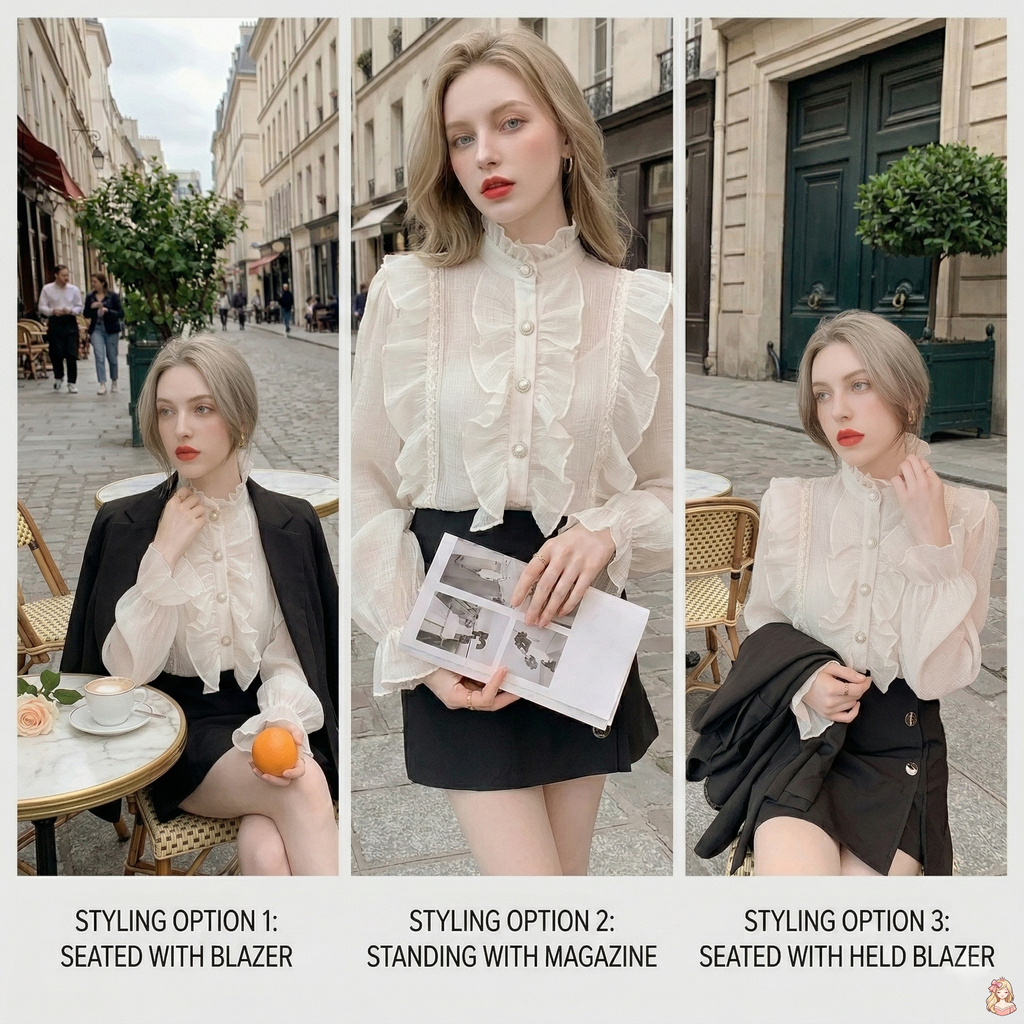 La Petite Chantilly Apricot Lace Blouse | Flight Sleeve Court Top | Vintage Niche Blouse | Parisian Princess