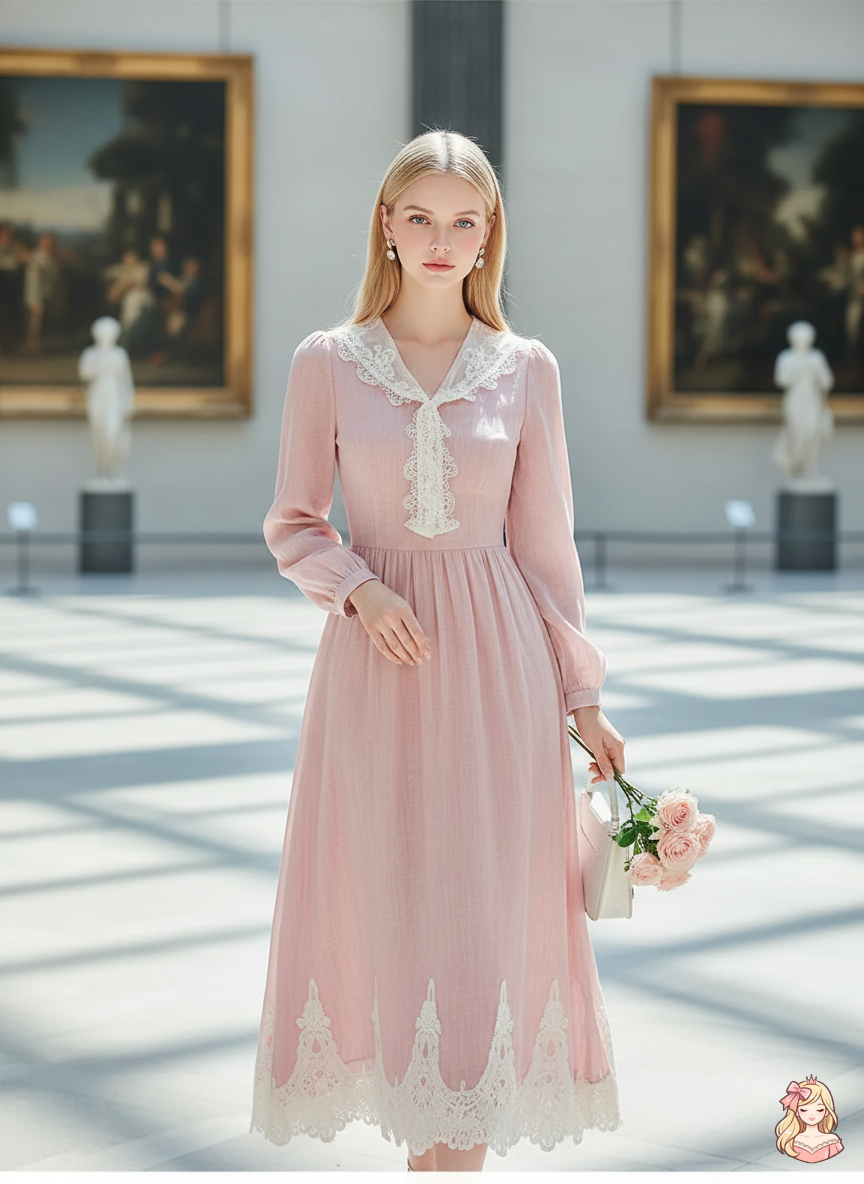 The Tuileries Lace Gown | V-Neck Fairy Wedding Maxi | French Vintage Slim Long Gown | Parisian Princess