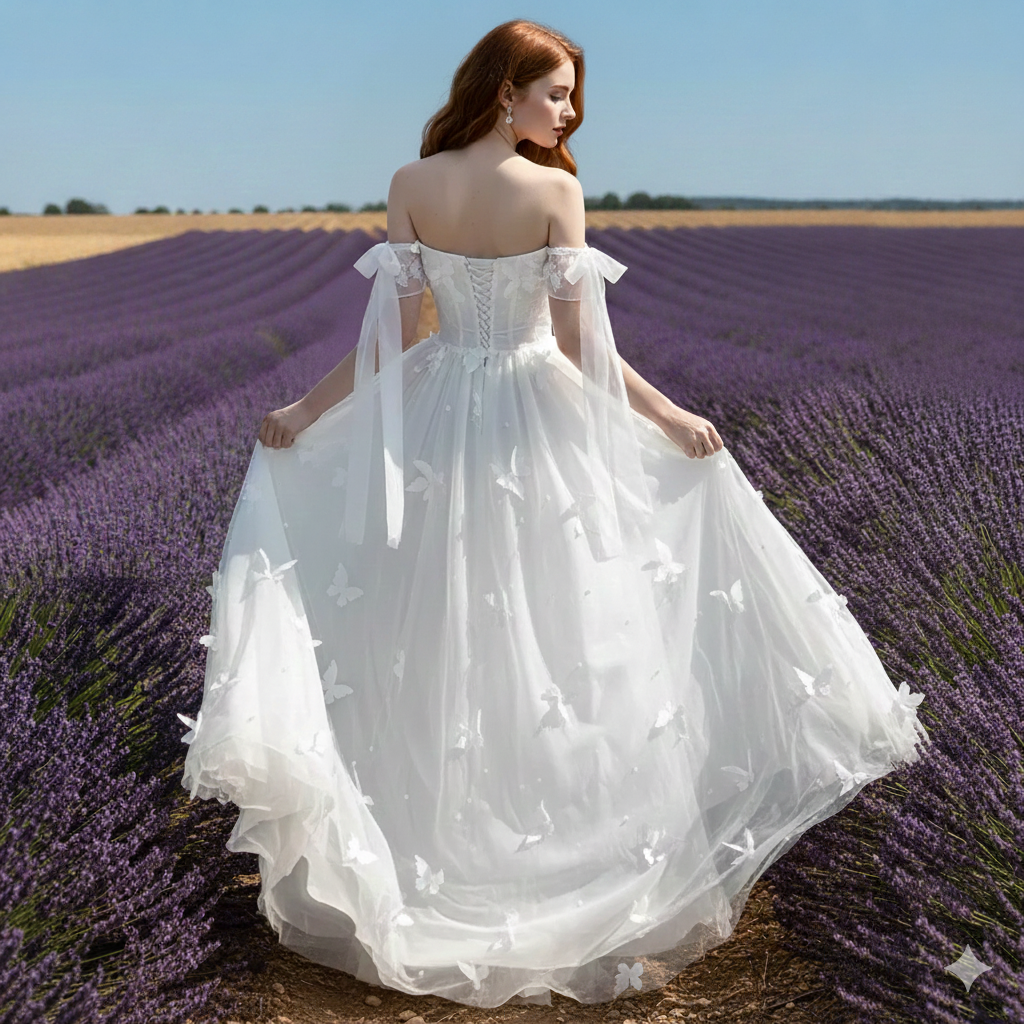 Off-shoulder Slimming Dress for Women Elegant and Sweet Lolita Bow White High Waist Princess Long Dresses White Dress