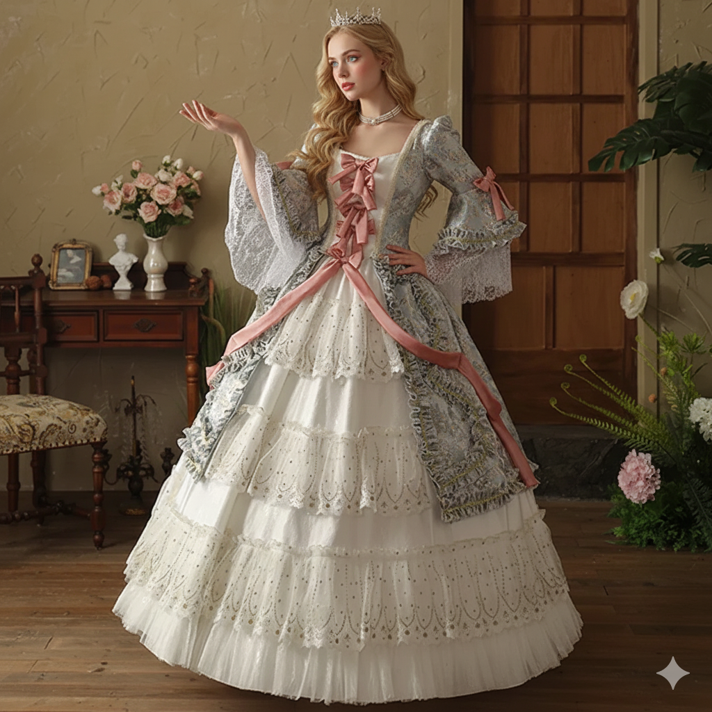 French Court High End Ball Gown Medieval Court Renaissance Parisian Prom Party Masquerade Baroque Evening Dresses Theater