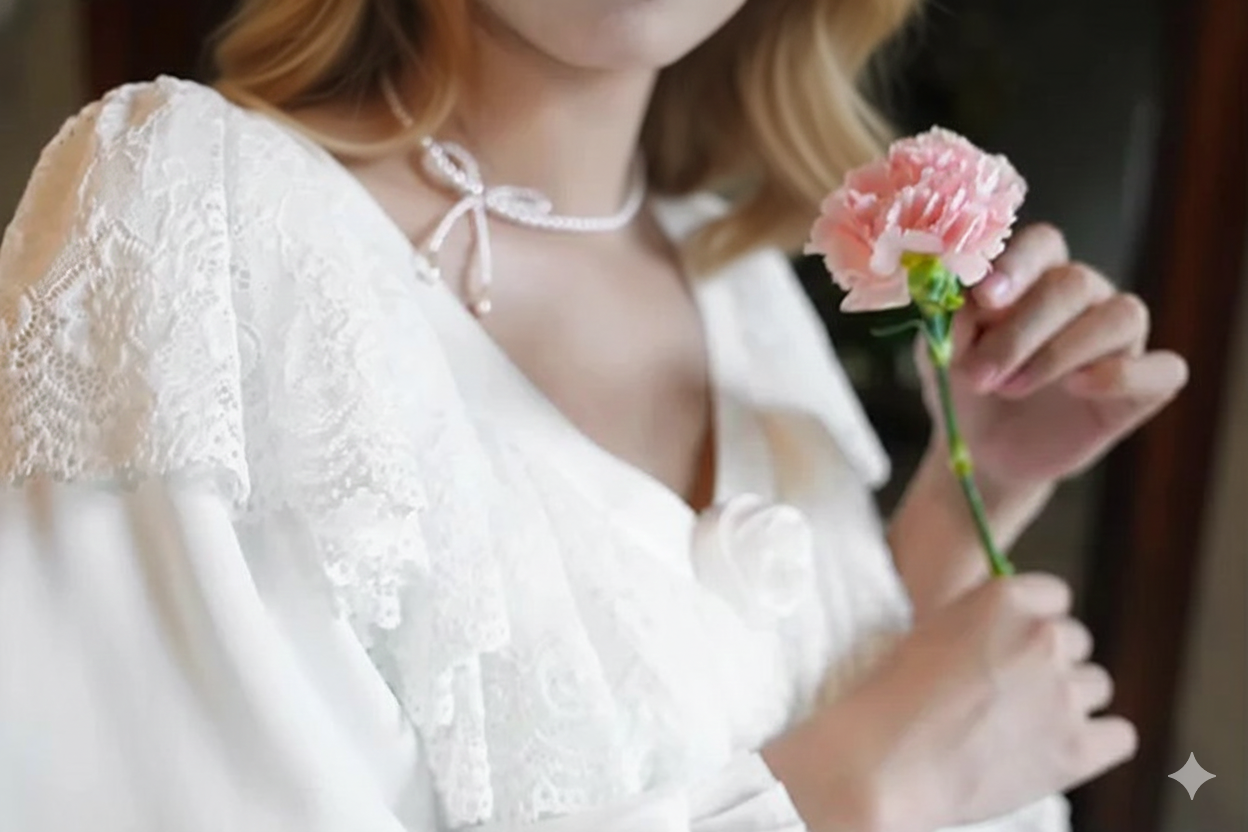 Parisian Satin Lace Dress Lantern Sleeve Long Maxi Ladies S-XL Vintage High Waist 2025 New V Neck White