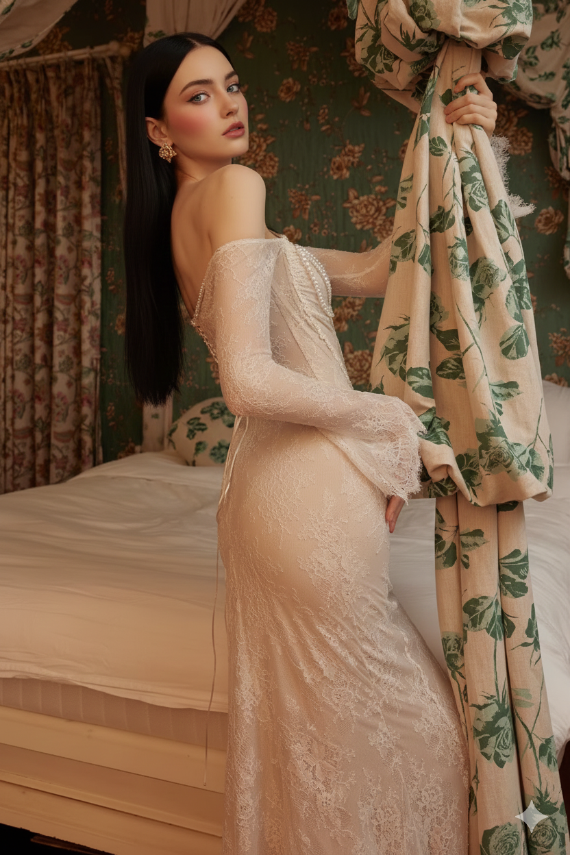 Parisian Romantic Winter Evening Gown Lace Dress Women Vintage Elegant Slim Sexy Birthday Wedding Party Strapless Dress