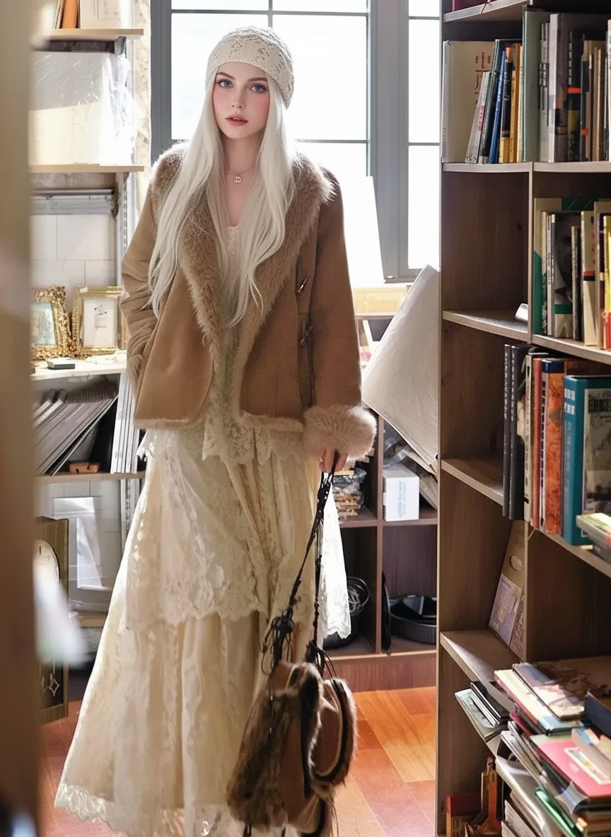 Parisian French Vintage Light Wedding Lace Cake Dress Women Elegant Sweet V-neck Bottoming Long Dresses Fairy Large Hem Slim Dress