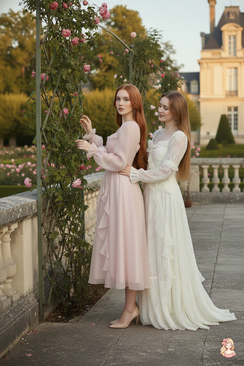 The Blush Bubble Midi | Square Neck Ruffled Party Dress | French Fairy Vintage Pink Dress | Parisian Princess