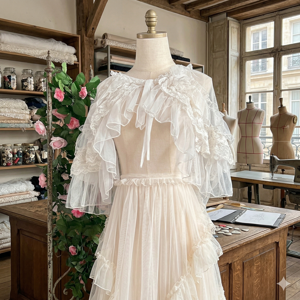 The Chantilly Chateau Lace Shawl | Gothic Mesh Open Front Princess Cape | Sweet Lolita Poncho | Parisian Princess
