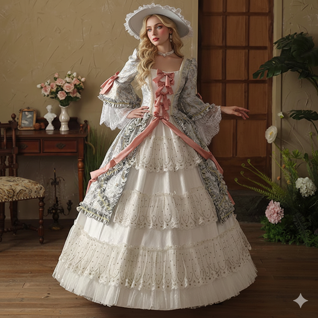 French Court High End Ball Gown Medieval Court Renaissance Parisian Prom Party Masquerade Baroque Evening Dresses Theater