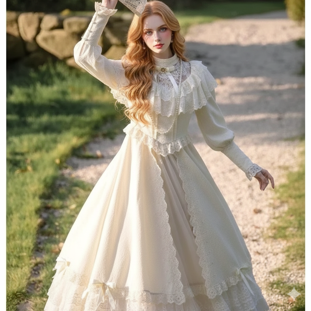 Coalfell French Hepburn Style White Lace Dress Female Parisian New Birthday Dress Elegant Long Dress Women's Clothing