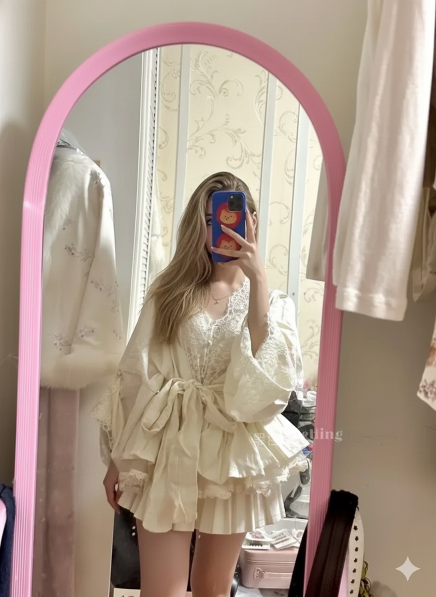 French Style Lace Trim V-Neck Blouse Women Summer Loose Short Cute Tops Elegant Casual Shirt Feminine Chic Fashion