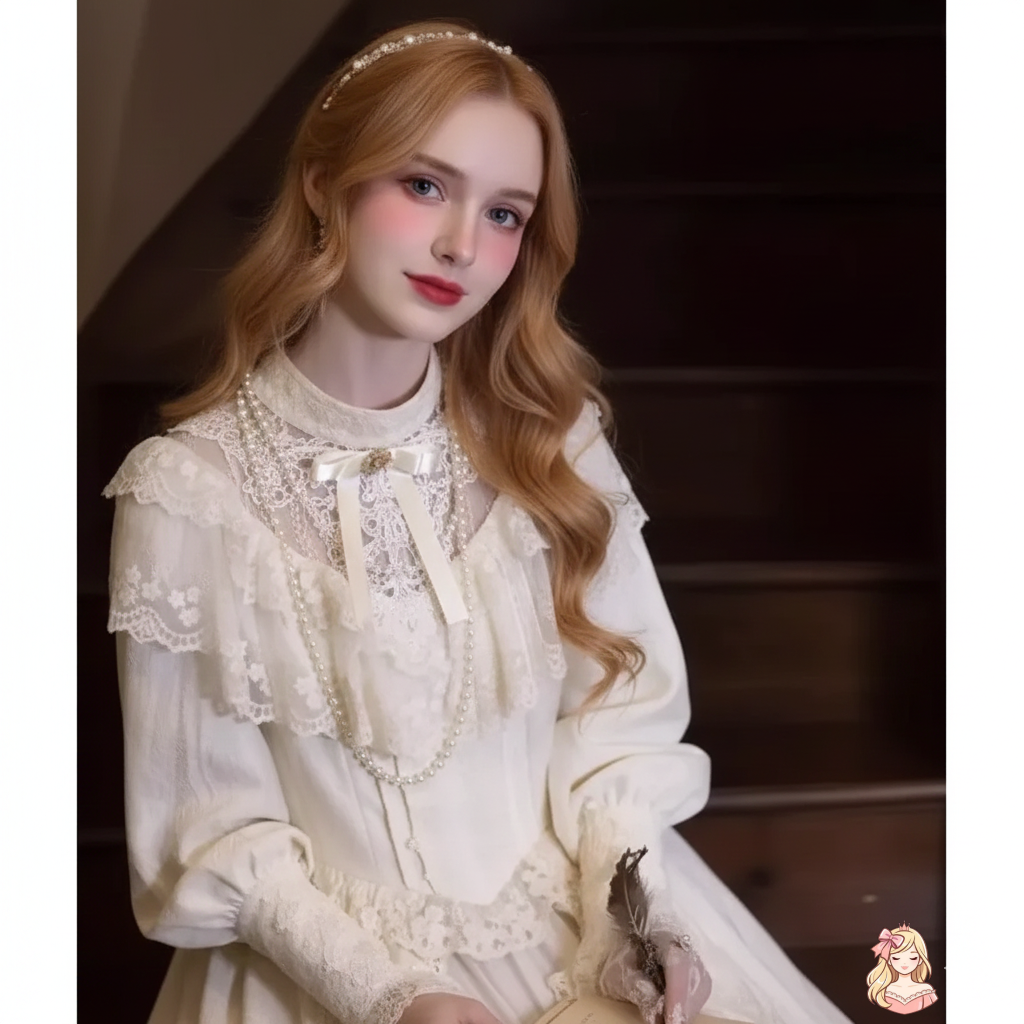 The Coalfell Hepburn Gown | O-Neck White Lace Maxi | French Birthday Performance Dress | Parisian Princess