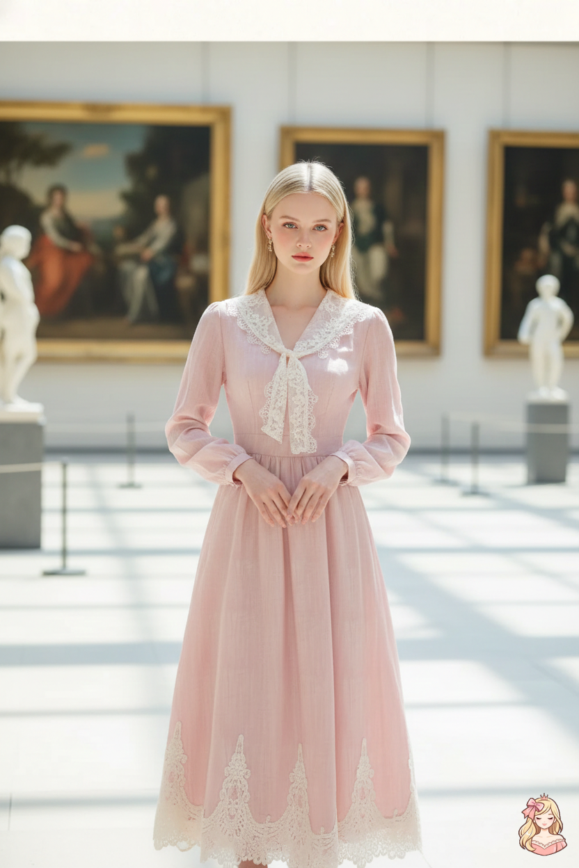 The Tuileries Lace Gown | V-Neck Fairy Wedding Maxi | French Vintage Slim Long Gown | Parisian Princess
