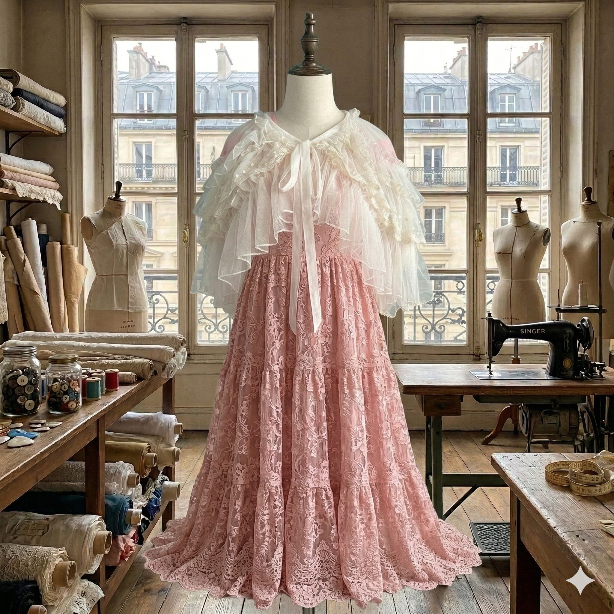 The Chantilly Chateau Lace Shawl | Gothic Mesh Open Front Princess Cape | Sweet Lolita Poncho | Parisian Princess