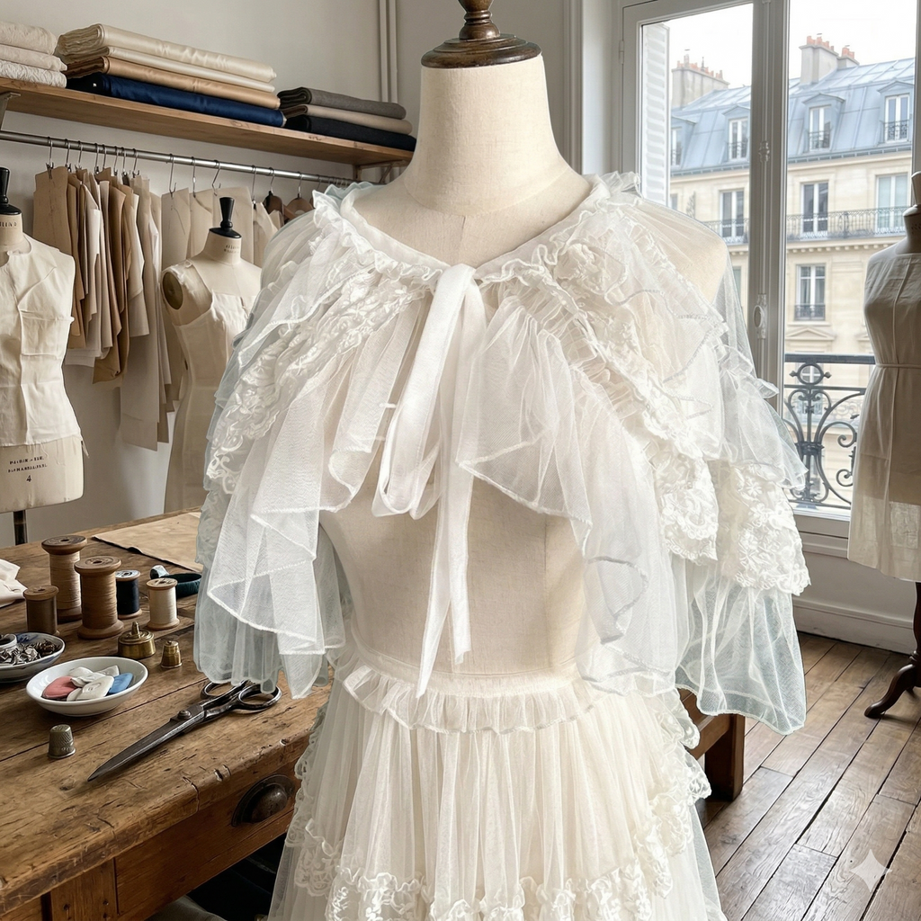 The Chantilly Chateau Lace Shawl | Gothic Mesh Open Front Princess Cape | Sweet Lolita Poncho | Parisian Princess
