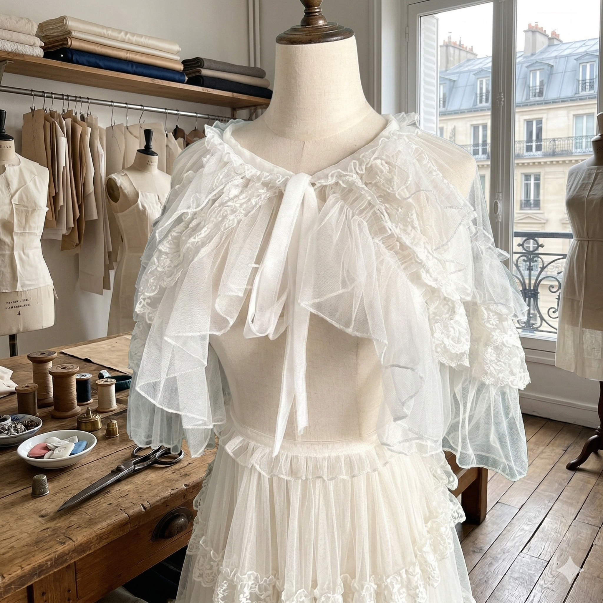 The Chantilly Chateau Lace Shawl | Gothic Mesh Open Front Princess Cape | Sweet Lolita Poncho | Parisian Princess