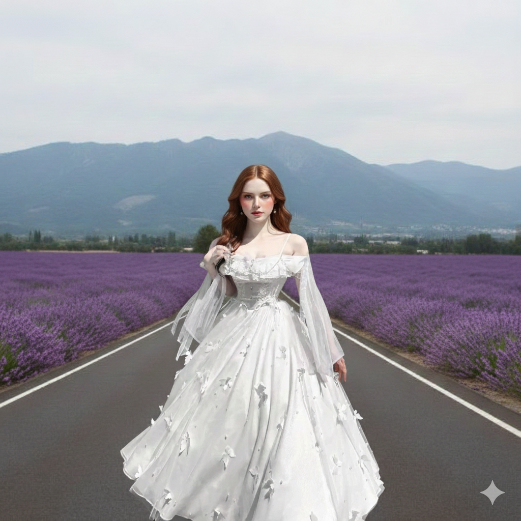 Off-shoulder Slimming Dress for Women Elegant and Sweet Lolita Bow White High Waist Princess Long Dresses White Dress