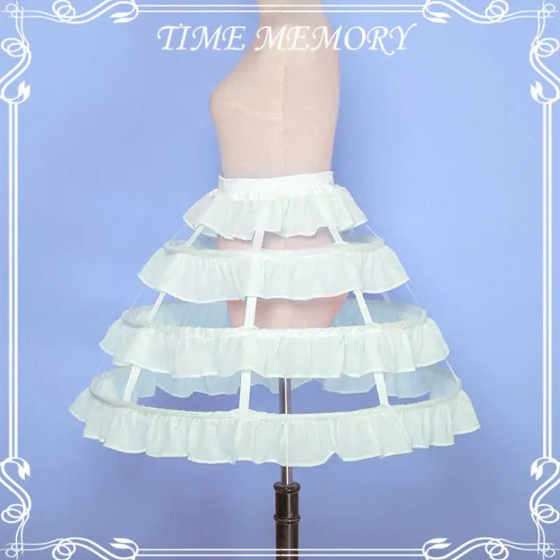 Women Girls Lolita Hollow Lotus Leaf Lace Bird Cage Fish Bone Skirt Cosplay Dress Skirt Petticoat Bride Wedding Dress Lining