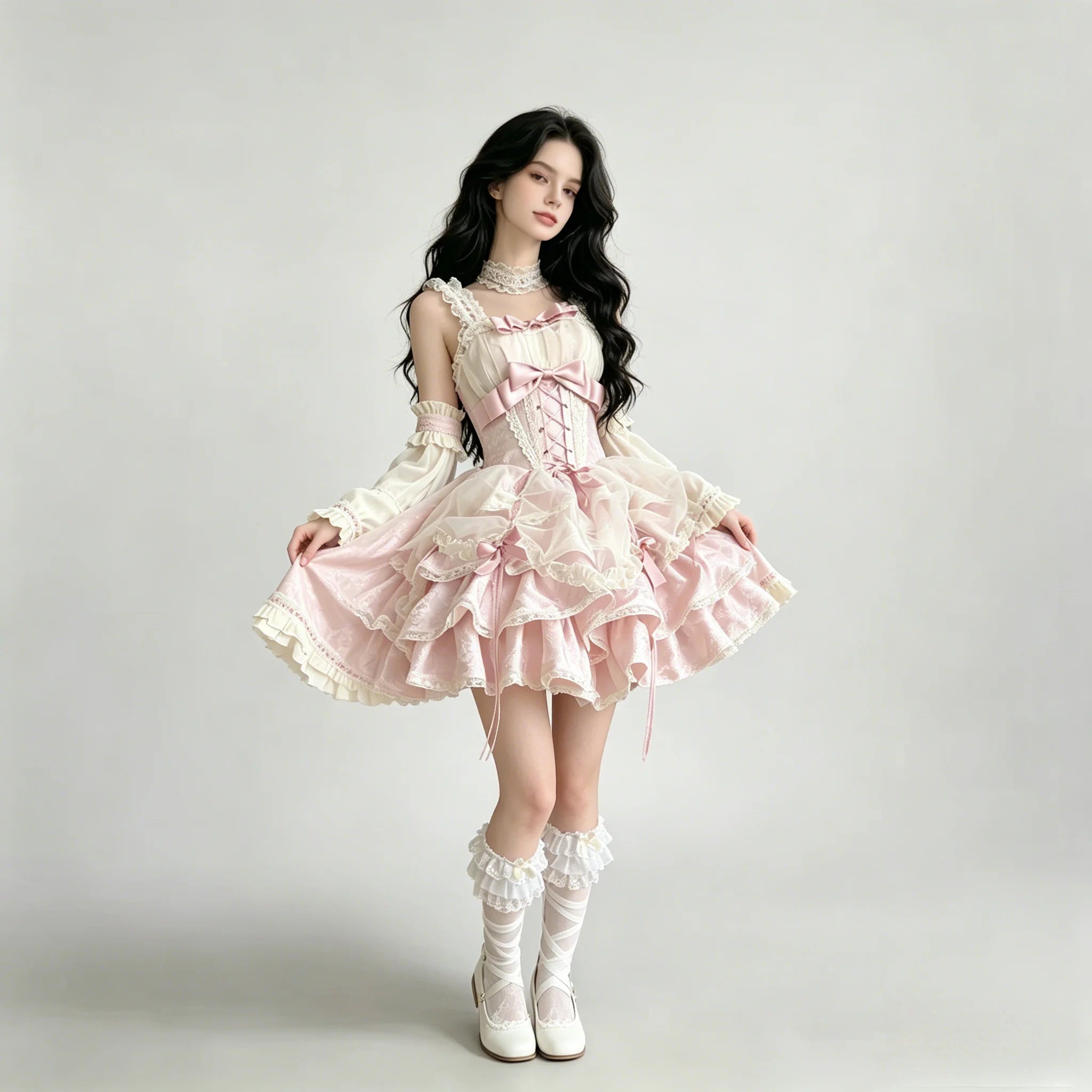 The Étoile Debutante Mini Gown | Sweet Pink Strap Coming-of-Age Set | Niche Princess Lolita Underwear | Parisian Princess