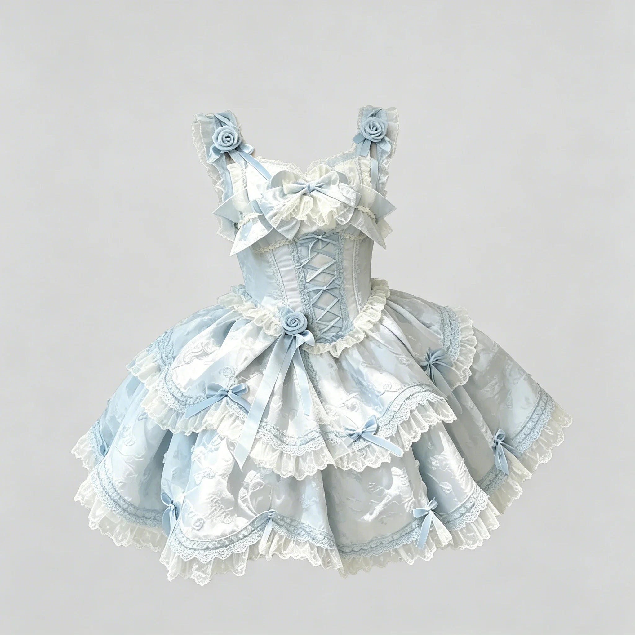The Floral Prelude Ballet Gown | Strappy Pink Cake Princess Dress | Lolita Birthday Ceremony Skirt | Parisian Princess