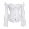 Body Shaper Gothic Victorian Corset Lace Sleeves Woman Sexy Floral Sleeves Corset Off-shoulder Corset
