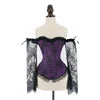 Body Shaper Gothic Victorian Corset Lace Sleeves Woman Sexy Floral Sleeves Corset Off-shoulder Corset