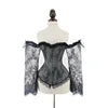 Body Shaper Gothic Victorian Corset Lace Sleeves Woman Sexy Floral Sleeves Corset Off-shoulder Corset
